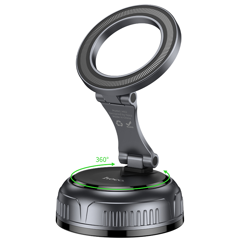 Hoco High Vacuum Suction Cup Magnetic Holder H92 - Black Metal Gray